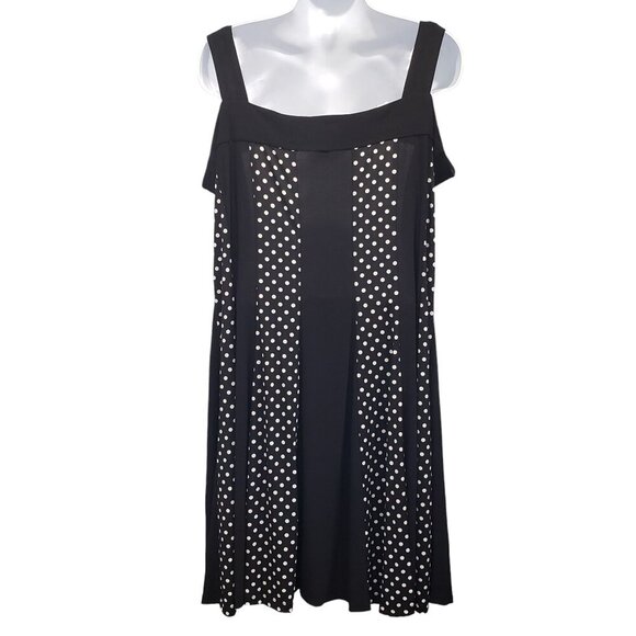 R&M Richards Sleeveless Polka Dot Dress Whimsigoth Pinup B&W Plus Size 3X NEW - Picture 4 of 10